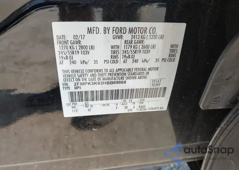 2017 Ford Edge Titanium z USA, uszkodzony, nr VIN 2FMPK3K93HBB69568